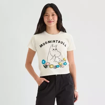 New World Moomin Moomintroll Semi Fit Tee Womens Crew Neck Short Sleeve Juniors Graphic T-Shirt