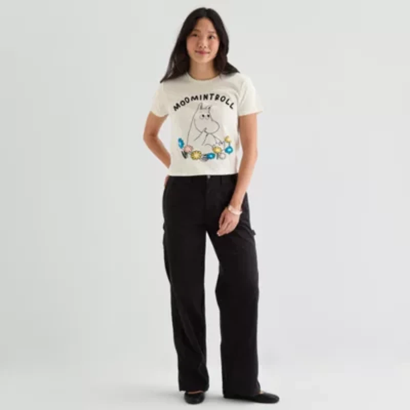 New World Moomin Moomintroll Semi Fit Tee Womens Crew Neck Short Sleeve Juniors Graphic T-Shirt