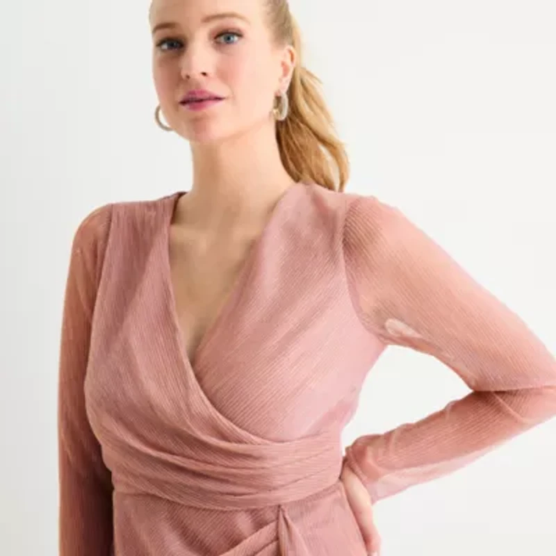 Brianna Milay Womens Long Sleeve Evening Gown