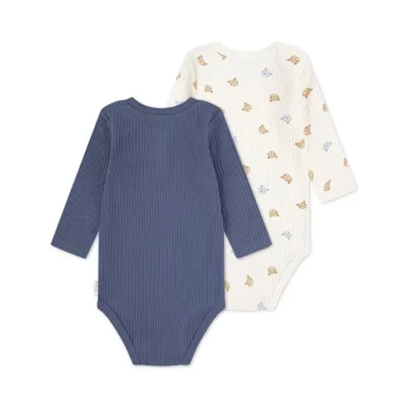 Huggies Baby Boys Crew Neck Long Sleeve Rib Knit 2-pc. Bodysuit