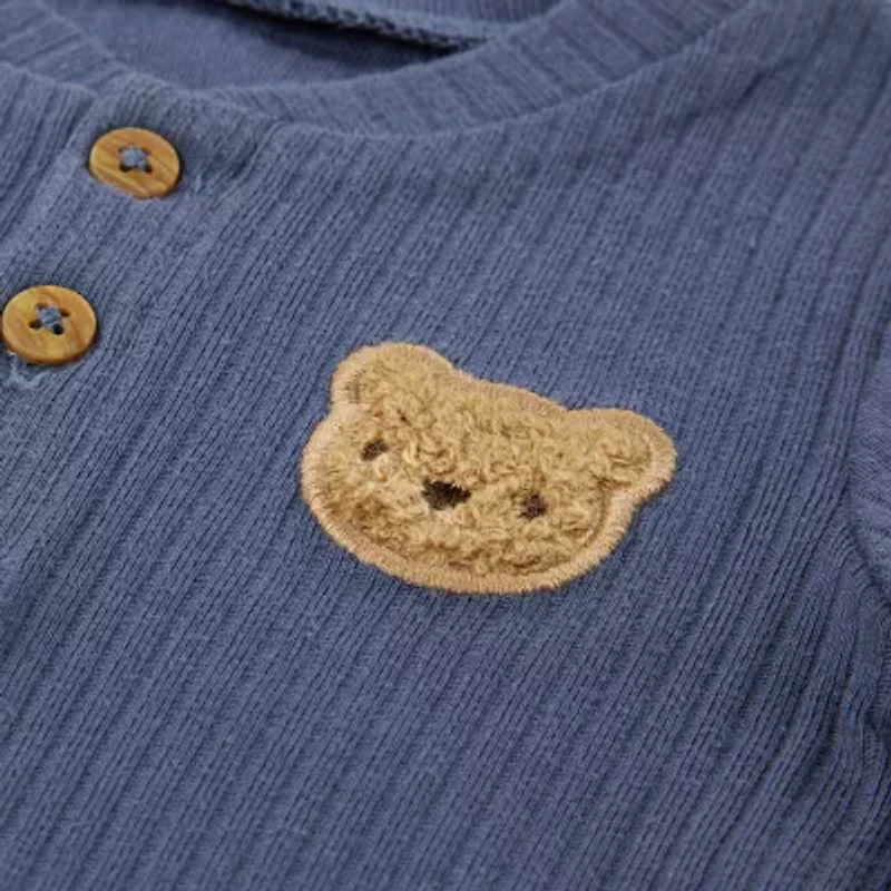 Huggies Baby Boys Crew Neck Long Sleeve Rib Knit 2-pc. Bodysuit