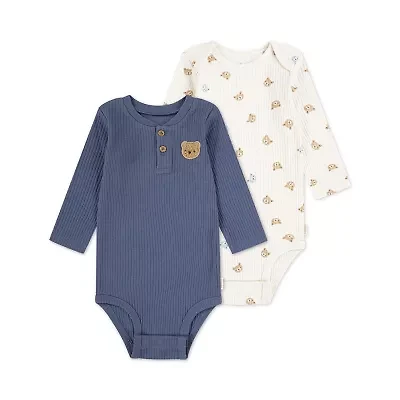 Huggies Baby Boys Crew Neck Long Sleeve Rib Knit 2-pc. Bodysuit