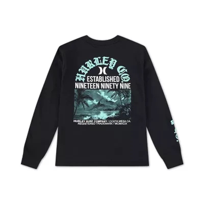 Hurley Big Kid Boys Crew Neck Long Sleeve Regular Fit Graphic T-Shirt