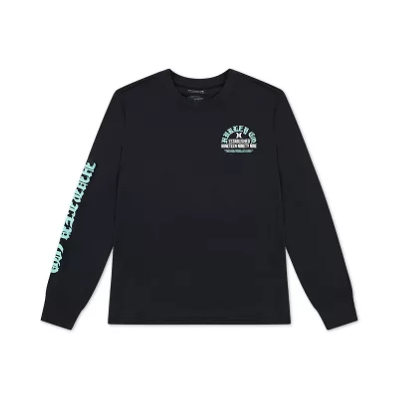 Hurley Big Kid Boys Crew Neck Long Sleeve Regular Fit Graphic T-Shirt