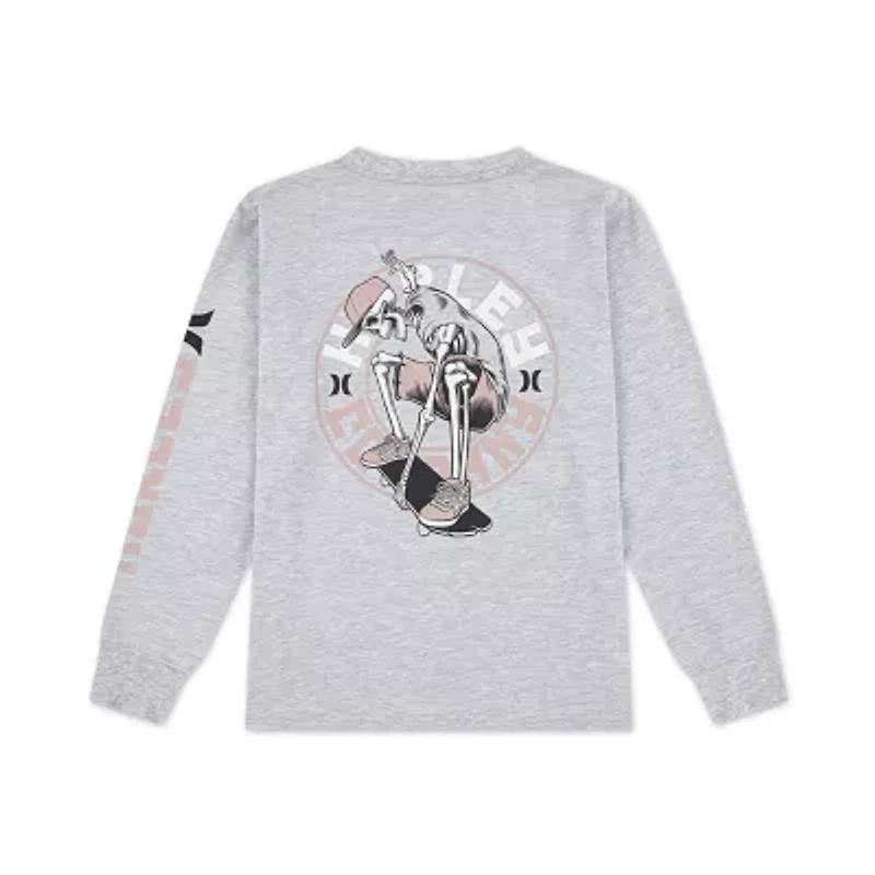 Hurley Big Kid Boys Crew Neck Long Sleeve Regular Fit Graphic T-Shirt