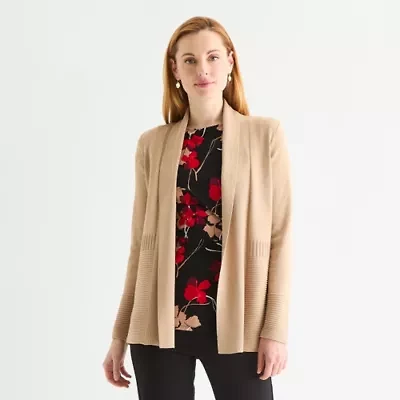 Liz Claiborne Womens Long Sleeve Open Front Cardigan