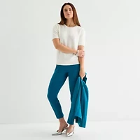 Liz Claiborne Womens Crew Neck Short Sleeve Pullover Sweater