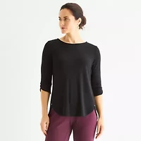 Liz Claiborne Womens Round Neck 3/4 Sleeve Tunic Top