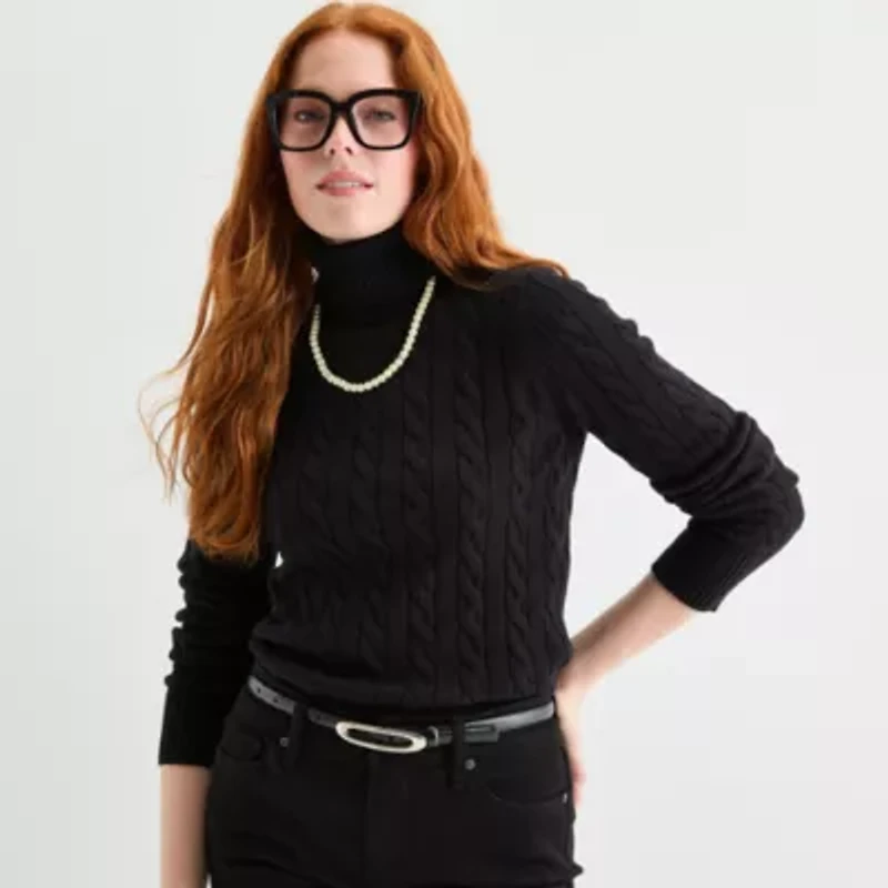 St. John's Bay Womens Turtleneck Long Sleeve Pullover Sweater