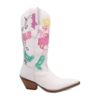 Dingo Womens Nashville Nights Leather Stacked Heel Cowboy Boots