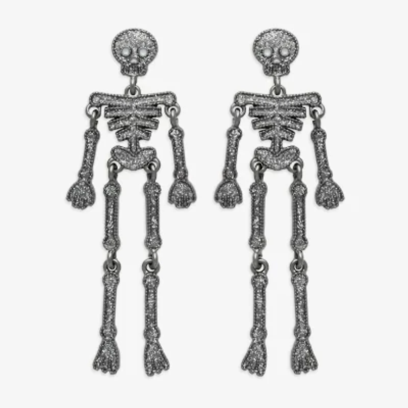 Bijoux Bar Black Skeleton Womens Drop Earrings