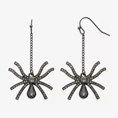 Bijoux Bar Black Spider Womens Glass Drop Earrings