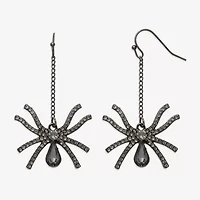 Bijoux Bar Black Spider Womens Glass Drop Earrings