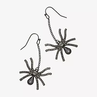 Bijoux Bar Black Spider Womens Glass Drop Earrings
