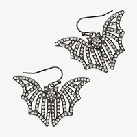 Bijoux Bar Black Bat Womens Glass Drop Earrings