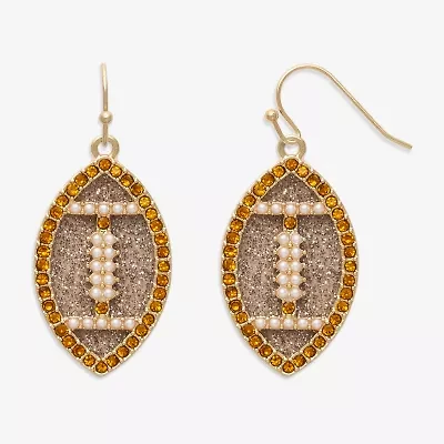 Bijoux Bar Brown Football Womens Glass Drop Earrings