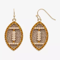 Bijoux Bar Brown Football Womens Glass Drop Earrings