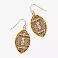 Bijoux Bar Brown Football Womens Glass Drop Earrings