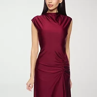 Premier Amour Womens Short Sleeve Midi Fit + Flare Dress