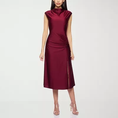 Premier Amour Womens Short Sleeve Midi Fit + Flare Dress