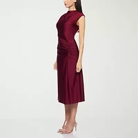 Premier Amour Womens Short Sleeve Midi Fit + Flare Dress