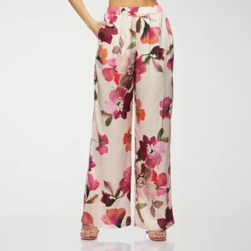 Premier Amour Floral Womens Straight Mid Rise Pull-On Pant
