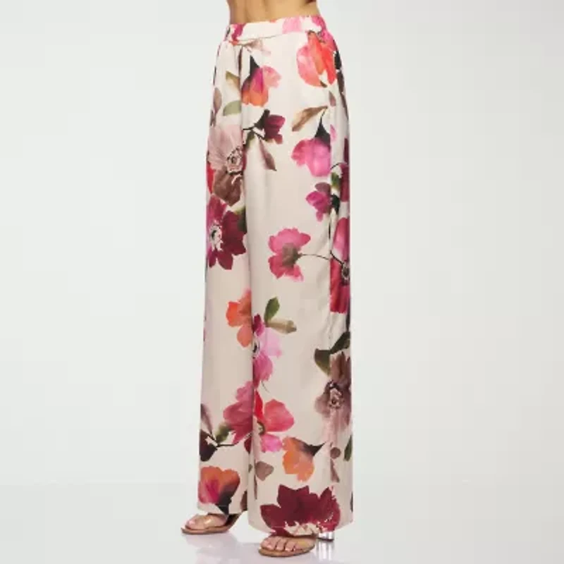Premier Amour Floral Womens Straight Mid Rise Pull-On Pant