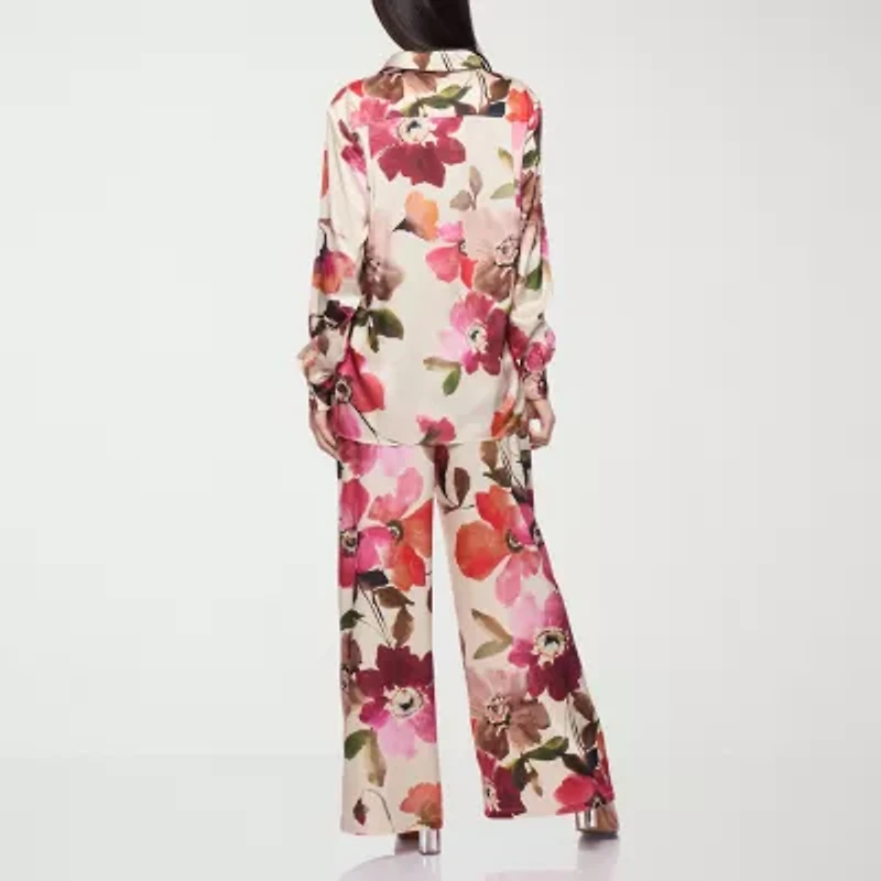 Premier Amour Floral Womens Straight Mid Rise Pull-On Pant