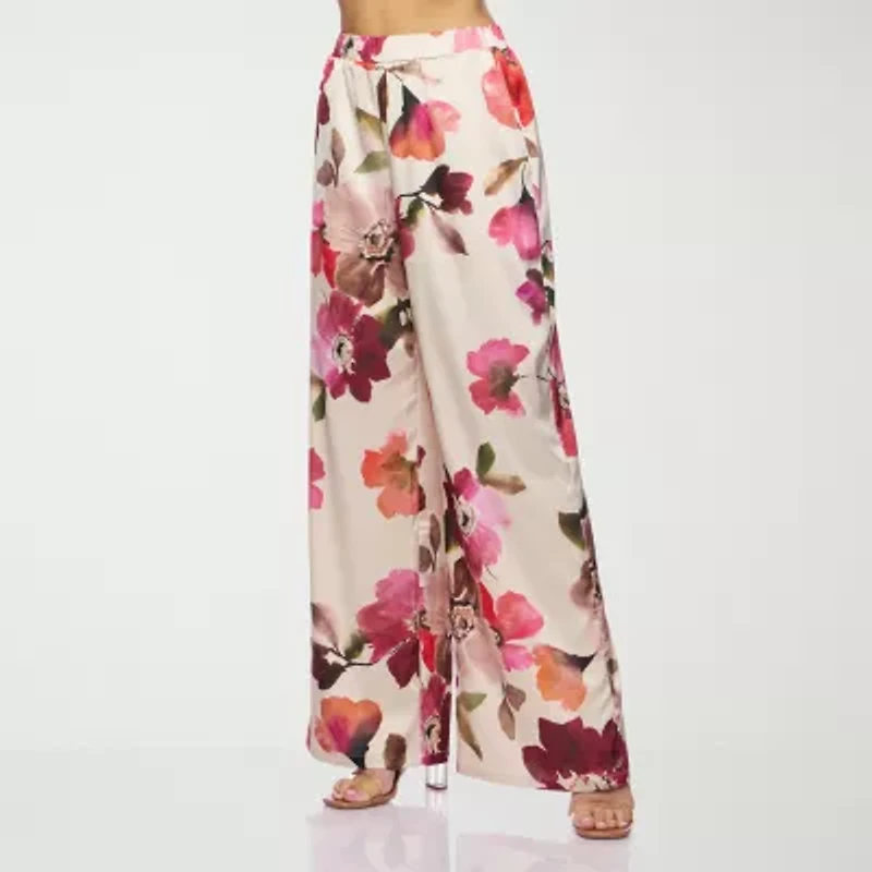 Premier Amour Floral Womens Straight Mid Rise Pull-On Pant