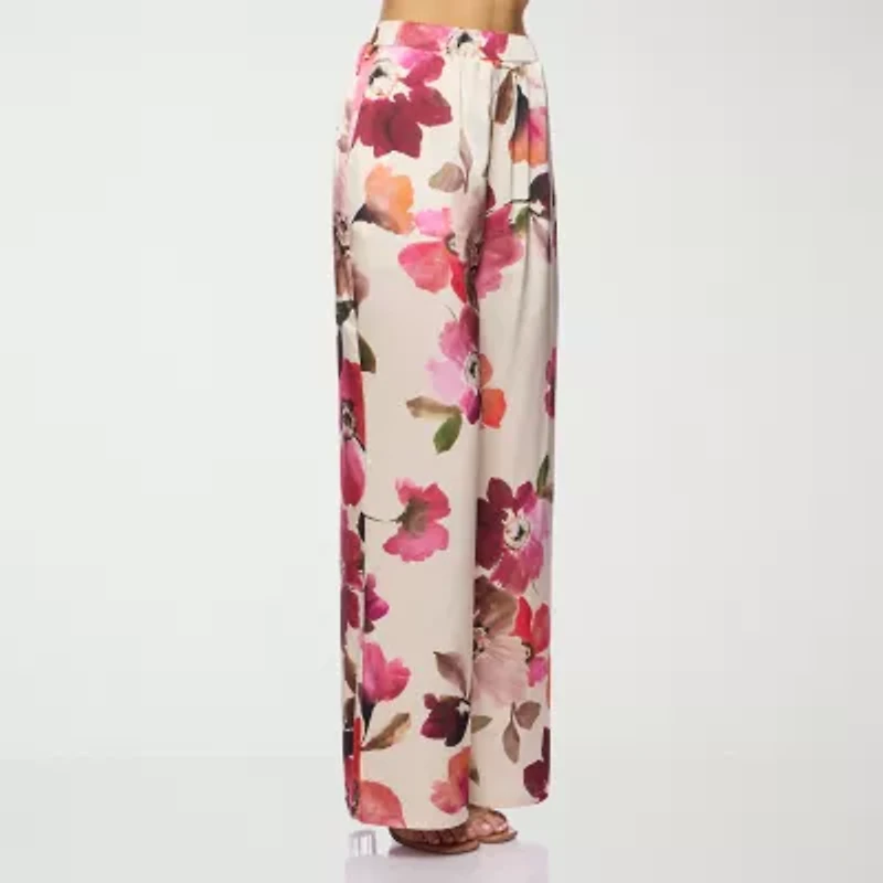 Premier Amour Floral Womens Straight Mid Rise Pull-On Pant