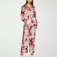 Premier Amour Floral Womens Straight Mid Rise Loose Fit Pull-On Pant