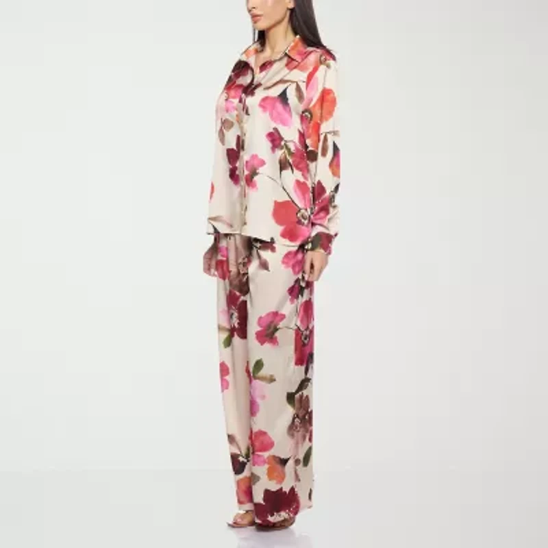 Premier Amour Floral Womens Straight Mid Rise Pull-On Pant