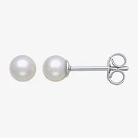 White Cultured Freshwater Pearl Sterling Silver 4mm Ball Stud Earrings