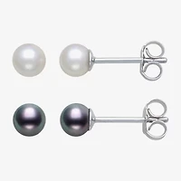 White Cultured Freshwater Pearl Sterling Silver 4mm Ball Stud Earrings