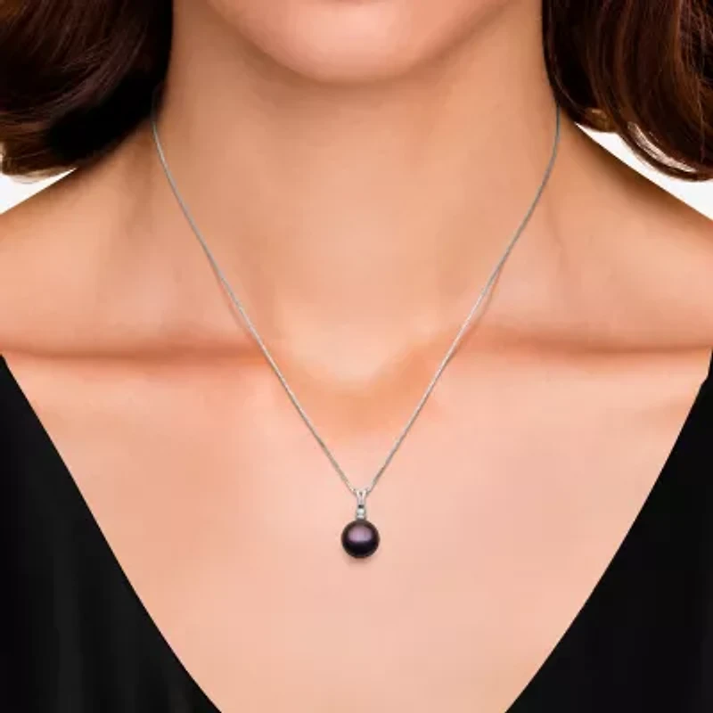 Womens Black Cultured Freshwater Pearl Sterling Silver Round 2-pc. Jewelry Set