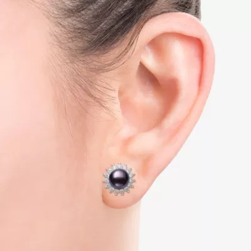 Womens Black Cultured Freshwater Pearl Sterling Silver Sunburst 2-pc. Jewelry Set