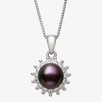 Womens Black Cultured Freshwater Pearl Sterling Silver Sunburst 2-pc. Jewelry Set