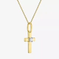 Cross (Gh / Si2 I1) Womens Diamond Accent Lab Grown White Diamond 10K Gold Cross 16 Inch Pendant Necklace