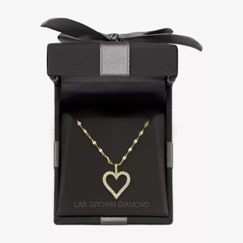 Heart (Gh / Si2 I1) Womens 1/ CT. T.W. Lab Grown White Diamond 10K Gold Heart 16 Inch Pendant Necklace