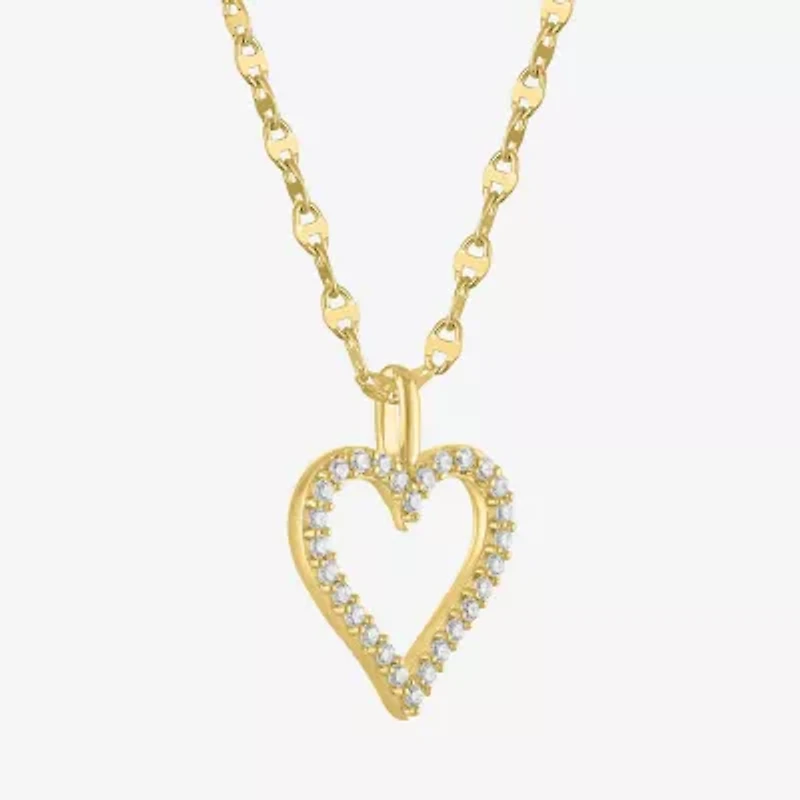 Heart (Gh / Si2 I1) Womens 1/ CT. T.W. Lab Grown White Diamond 10K Gold Heart 16 Inch Pendant Necklace
