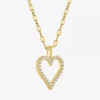 Heart (Gh / Si2 I1) Womens 1/ CT. T.W. Lab Grown White Diamond 10K Gold Heart 16 Inch Pendant Necklace