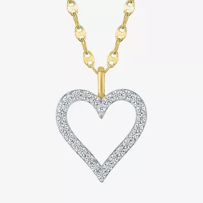 Heart (G-H / Si2 I1) Womens 1/3 CT. T.W. Lab Grown White Diamond 10K Gold Heart 16 Inch Pendant Necklace