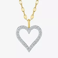 Heart (G-H / Si2 I1) Womens 1/3 CT. T.W. Lab Grown White Diamond 10K Gold Heart 16 Inch Pendant Necklace