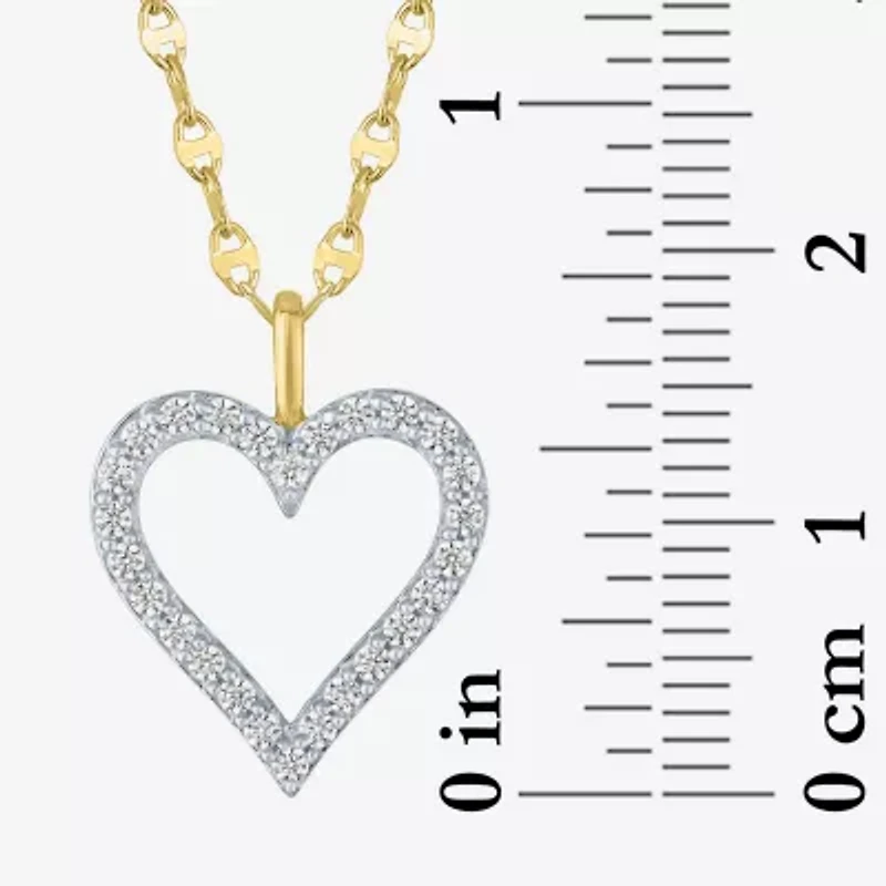 Heart (G-H / Si2 I1) Womens 1/3 CT. T.W. Lab Grown White Diamond 10K Gold Heart 16 Inch Pendant Necklace