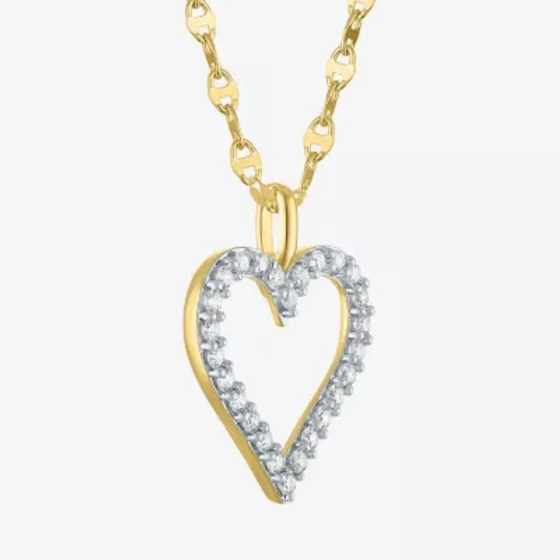 Heart (G-H / Si2 I1) Womens 1/3 CT. T.W. Lab Grown White Diamond 10K Gold Heart 16 Inch Pendant Necklace