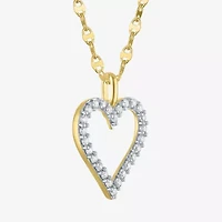 Heart (G-H / Si2 I1) Womens 1/3 CT. T.W. Lab Grown White Diamond 10K Gold Heart 16 Inch Pendant Necklace