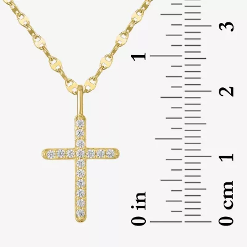 Cross (G-H / Si2 I1) Womens 1/ CT. T.W. Lab Grown White Diamond 10K Gold Cross 16 Inch Pendant Necklace