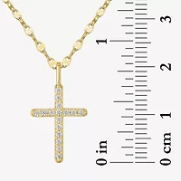 Cross (G-H / Si2 I1) Womens 1/ CT. T.W. Lab Grown White Diamond 10K Gold Cross 16 Inch Pendant Necklace