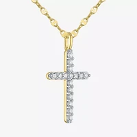 Cross (Gh / Si2 I1) Womens 1/3 CT. T.W. Lab Grown White Diamond 10K Gold Cross 16 Inch Pendant Necklace