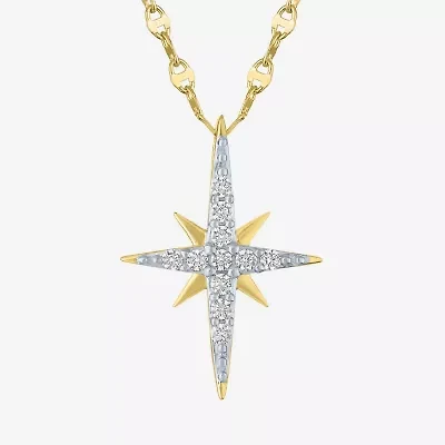 North Star (G-H / Si2 I1) Womens 1/6 CT. T.W. Lab Grown White Diamond 10K Gold Star 16 Inch Pendant Necklace